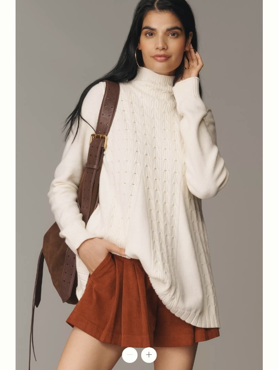 Pilcro Sweaters - Anthropologie Pilcro Mock-Neck Cable-Knit Long Swing Sweater